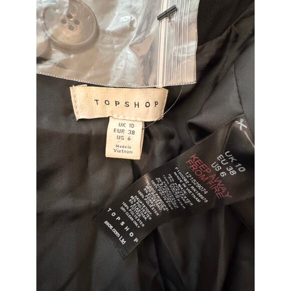 NEW TOPSHOP NORDSTROM Black Tailored Oversized Blazer With Twisted Sleeve Size 6 - Picture 6 of 7
